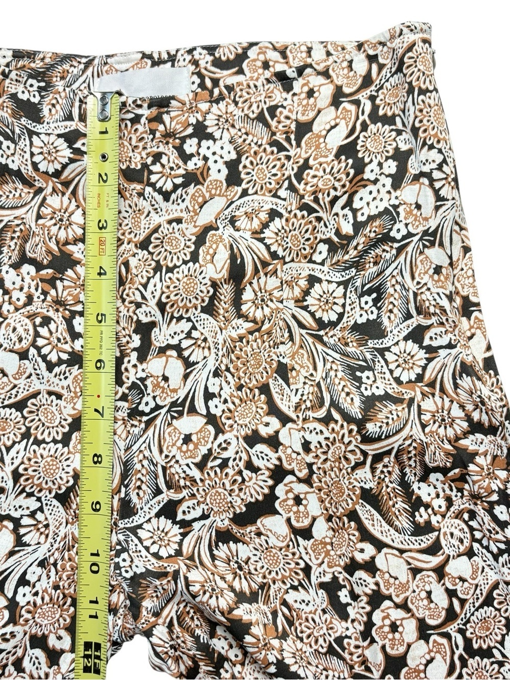 Anthropologie Floral Satin Flare Pants Retro Boho Size 2 Black Brown Cream - Picture 10 of 12